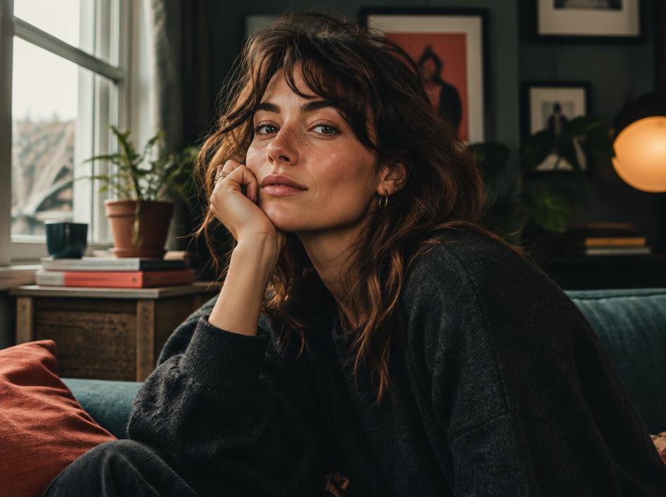 Creative woman in a warmly lit home
